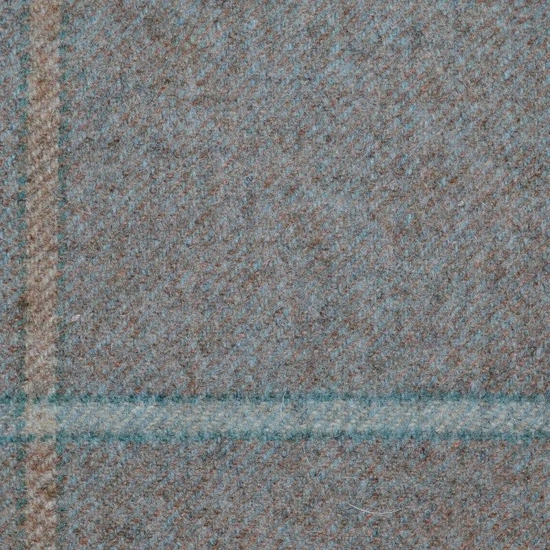 Light Brown with Sand and Dark Green Window Pane Check All Wool Tweed Coating