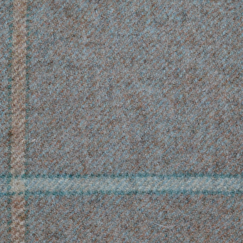 Light Brown with Sand and Dark Green Window Pane Check All Wool Tweed Coating