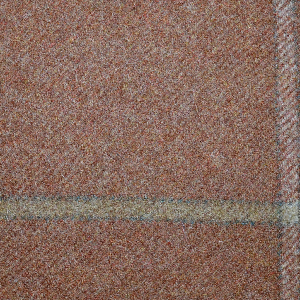 Brown with Sand and Grey Window Pane Check All Wool Tweed Coating