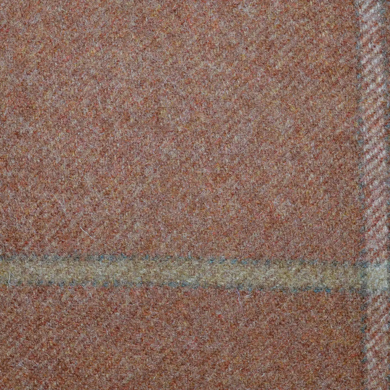 Brown with Sand and Grey Window Pane Check All Wool Tweed Coating