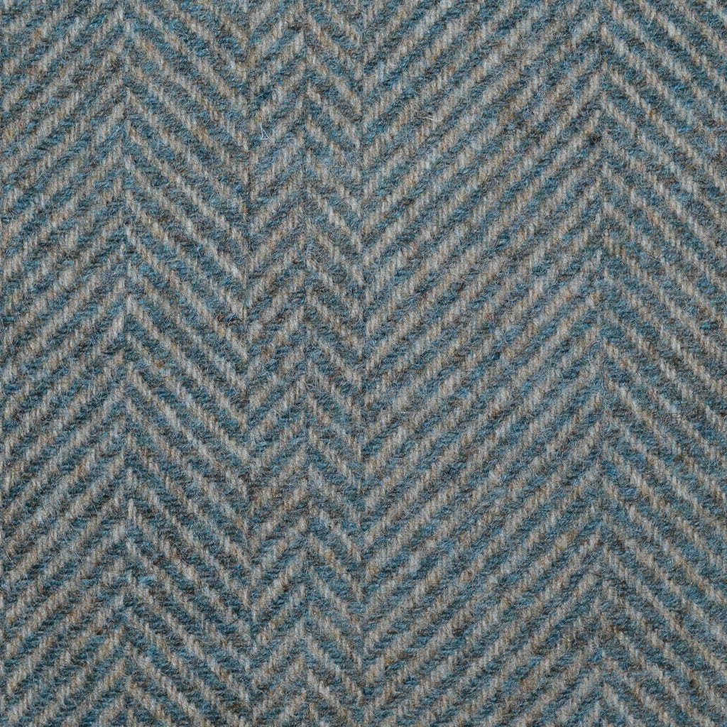 Teal Blue and Grey/Ecru Multi Width Herringbone All Wool Coating