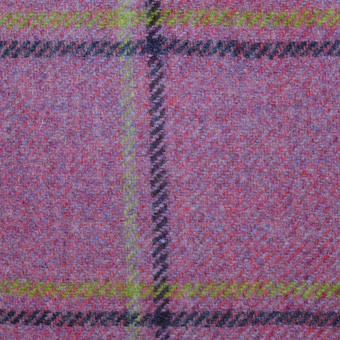 Pink with Mustard and Dark Navy Window Pane Check All Wool Tweed Coating