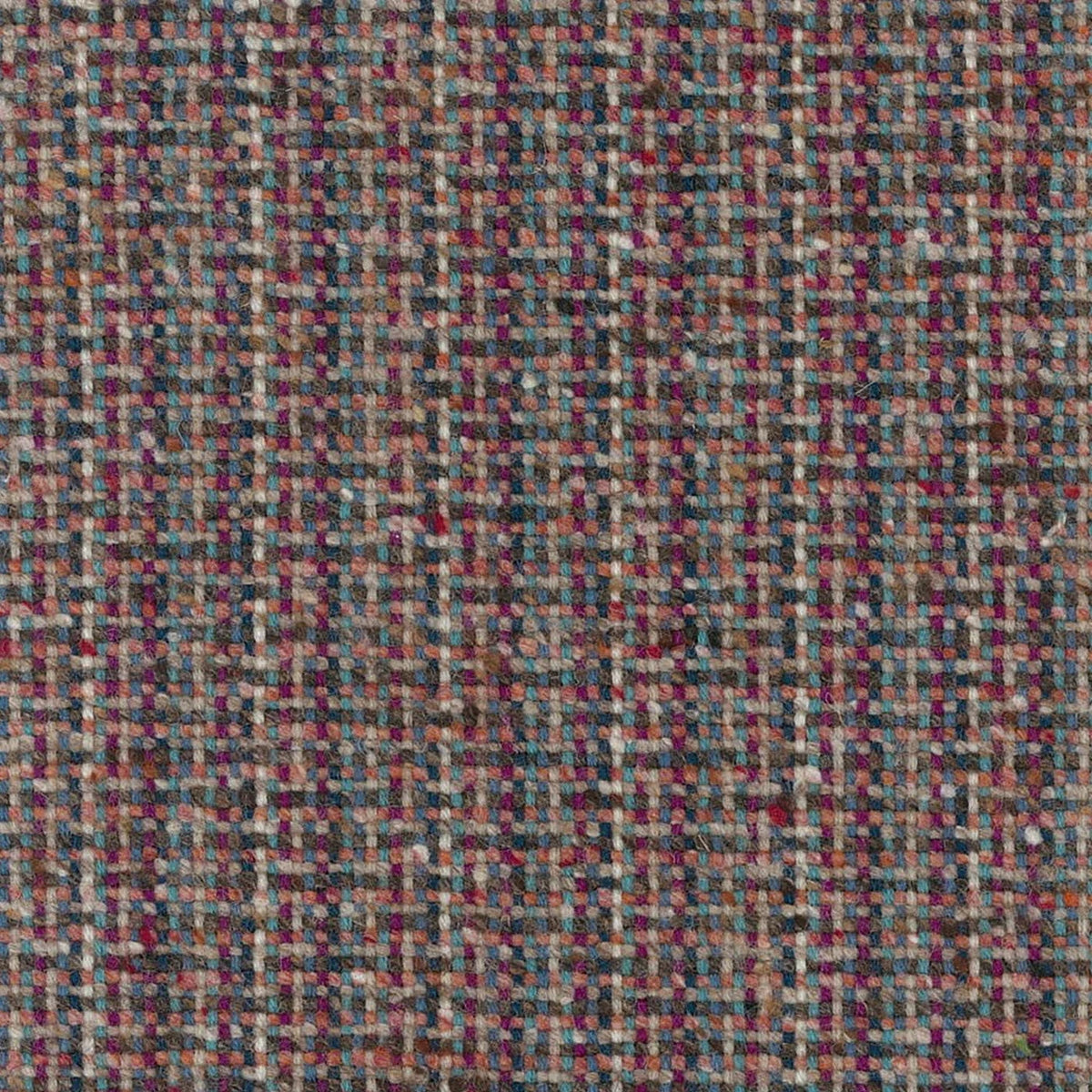 Burgundy, Pink and Ecru Basket Weave Wool Tweed