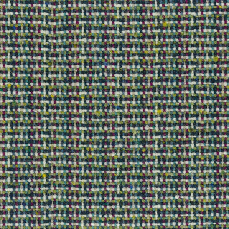 Green, Burgundy and Ecru Basket Weave Wool Tweed