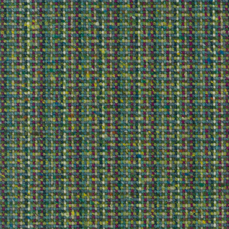 Green, Burgundy and Blue Basket Weave Wool Tweed