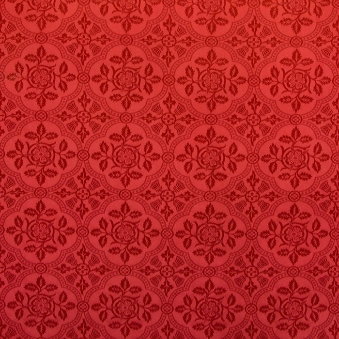 Red Rose and Thistle Brocade Damask Jacquard Jacketing