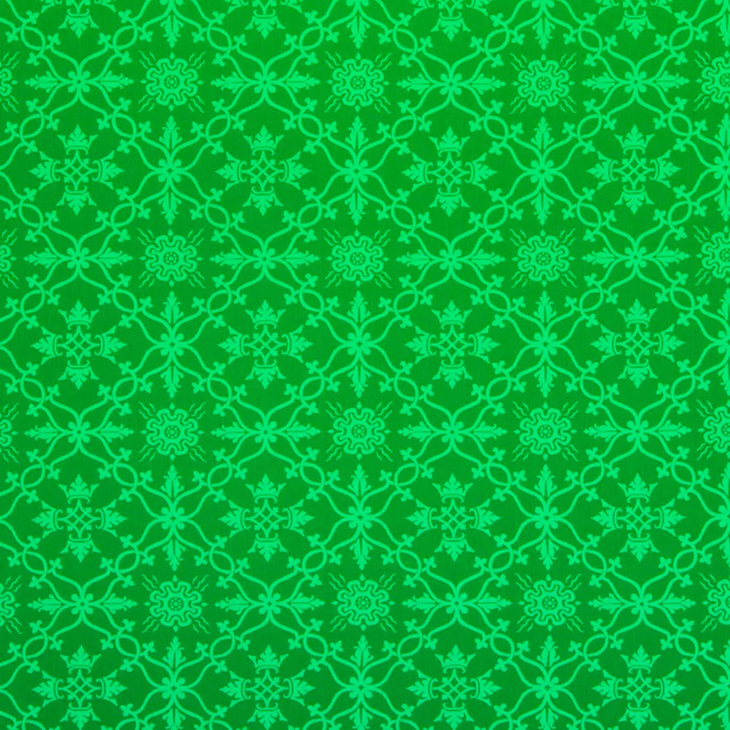 Green Pugin Geo Cross Brocade Damask Jacquard Jacketing