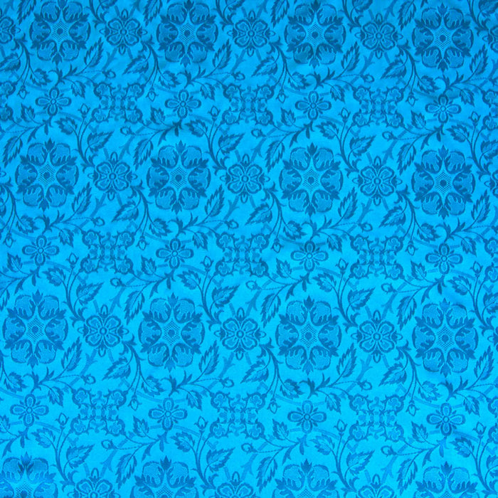 Blue Victorian English Rose Brocade Damask Jacquard Jacketing