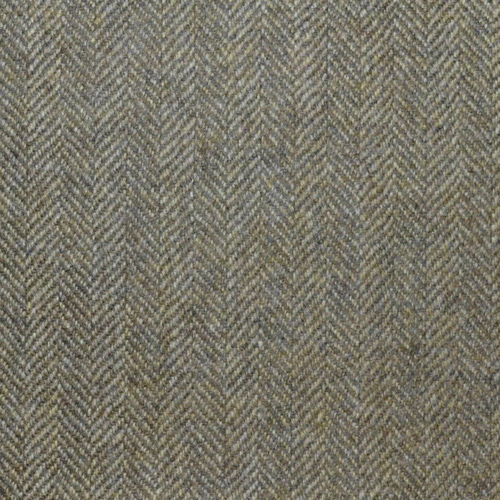 Moss Green and Beige Herringbone Lambswool & Cashmere Jacketing Yorkshire Fabric