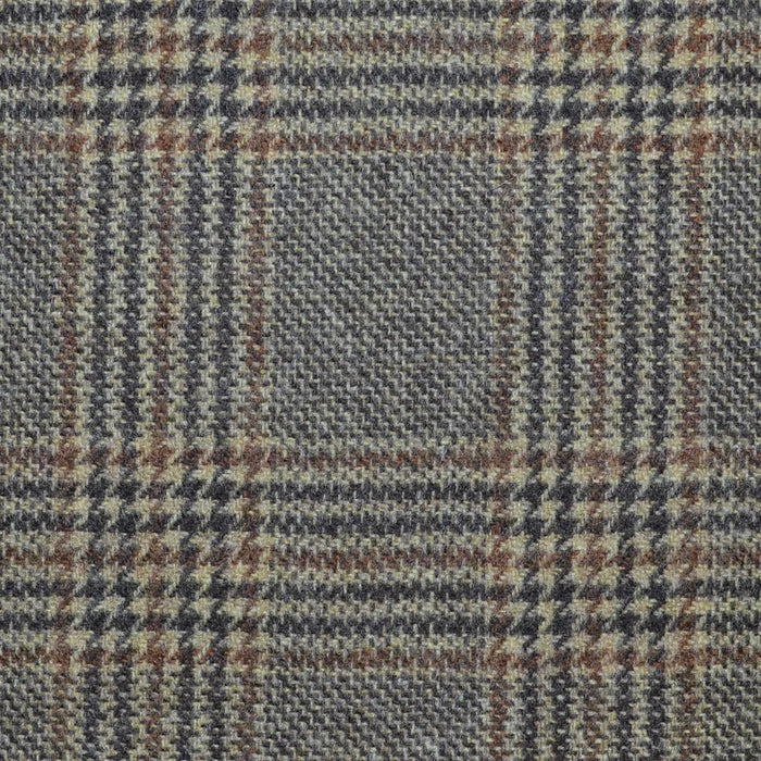 Brown with Tan Glen Check Lambswool & Cashmere Jacketing Yorkshire Fabric