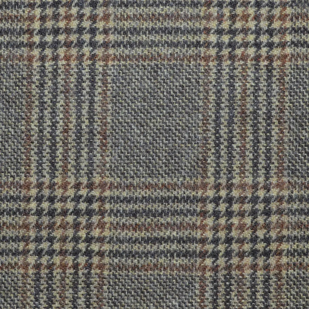 Brown with Tan Glen Check Lambswool & Cashmere Jacketing Yorkshire Fabric