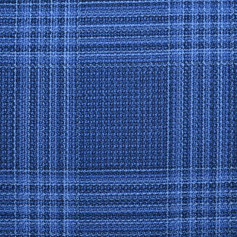 French Blue Block Plaid 2 5/8 x 2 3/4 Inch Lightweight MESH Jacketings by Holland and Sherry Yorkshire Fabric