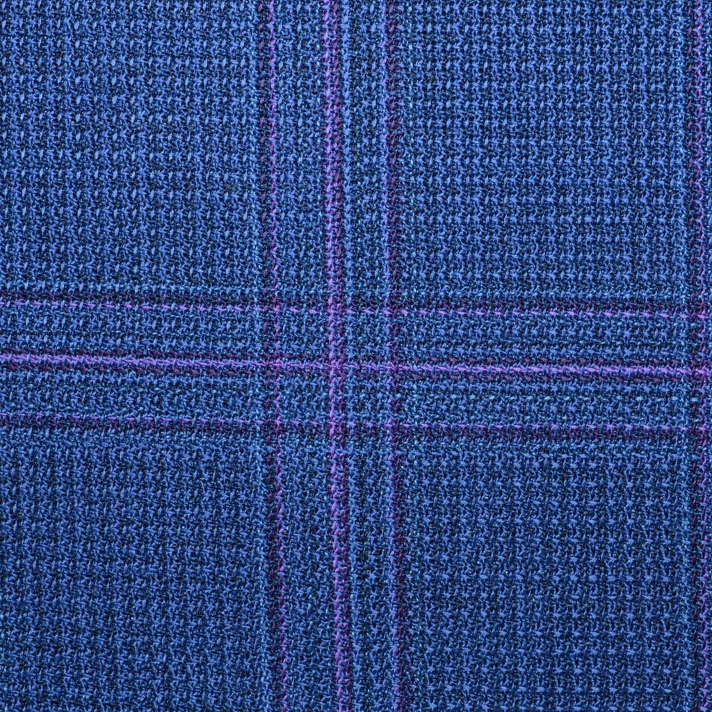 Navy/Plum Plaid 2 3/8 x 2 1/2 Inch Lightweight MESH Jacketings by Holland and Sherry Yorkshire Fabric