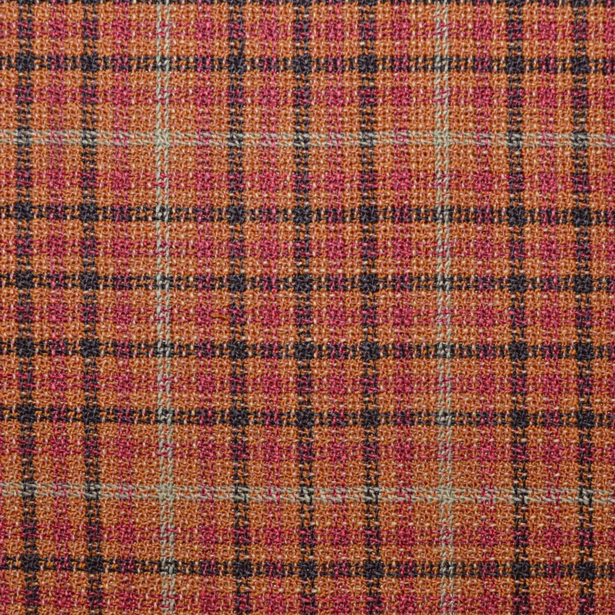 Rust Gun Club With Tan Windowpane 1 3/4 x 2 1/8 Inch Lightweight MESH Jacketings by Holland and Sherry Yorkshire Fabric