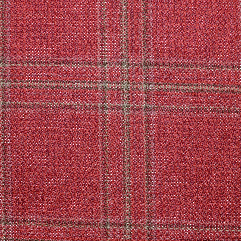 Cherry Red/Tan Plaid 2 3/8 x 2 1/2 Inch Lightweight MESH Jacketings by Holland and Sherry Yorkshire Fabric