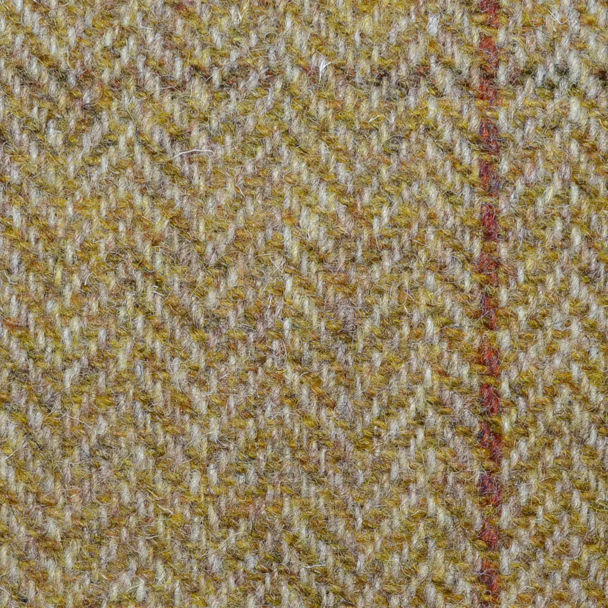 Mustard Herringbone with Windowpane Check All Wool Harris Tweed Yorkshire Fabric