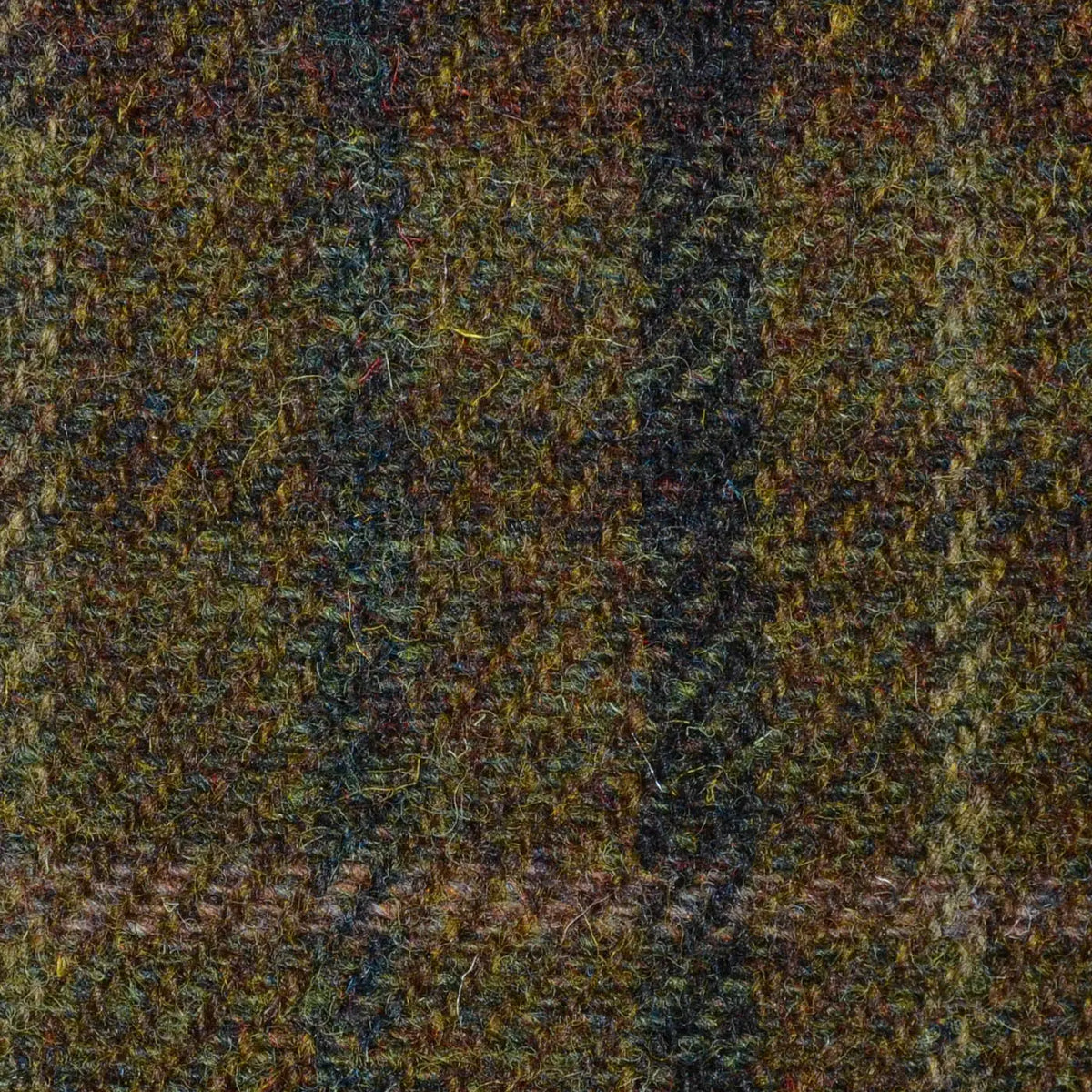 Green/Rust Mix Block Herritage Check All Wool Harris Tweed Yorkshire Fabric
