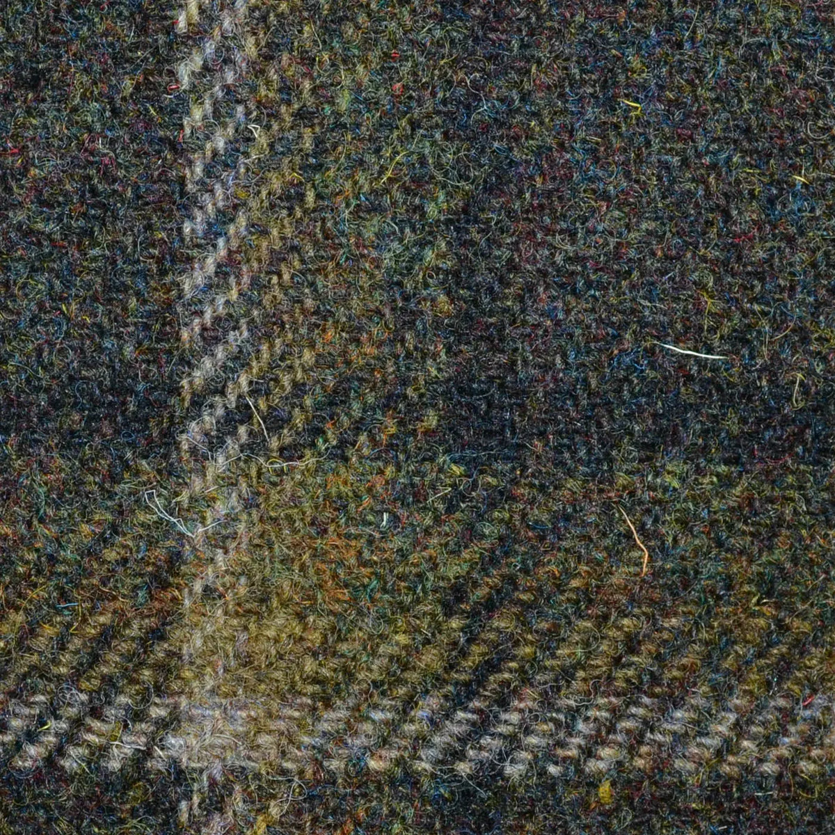 Green Block Check with Ombre Windowpane Check All Wool Harris Tweed Yorkshire Fabric