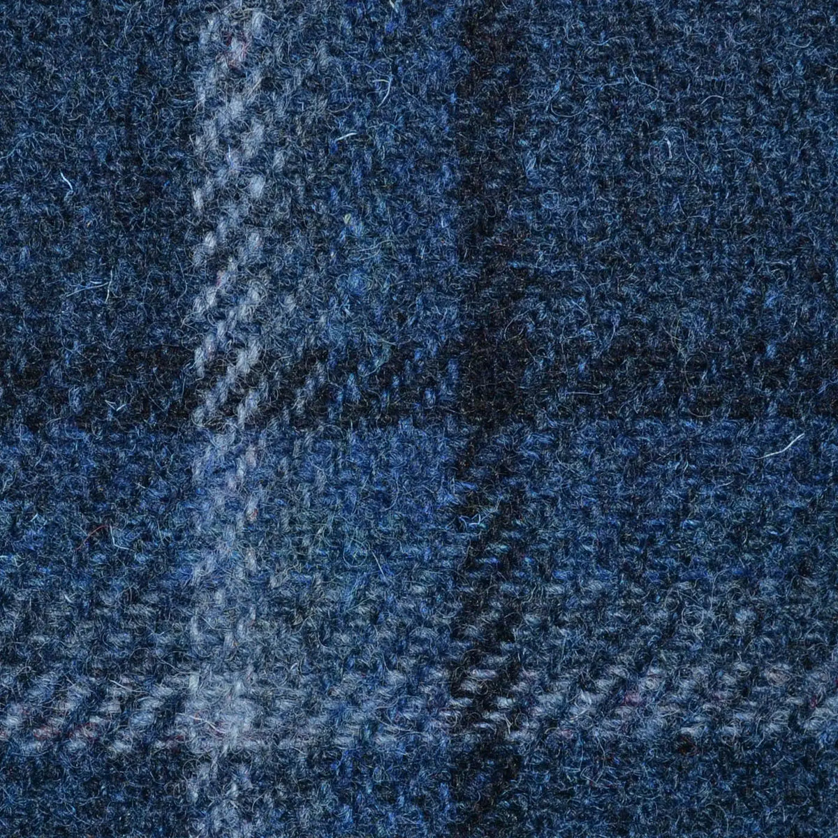 Blue Block Check with Ombre Windowpane Check All Wool Harris Tweed Yorkshire Fabric