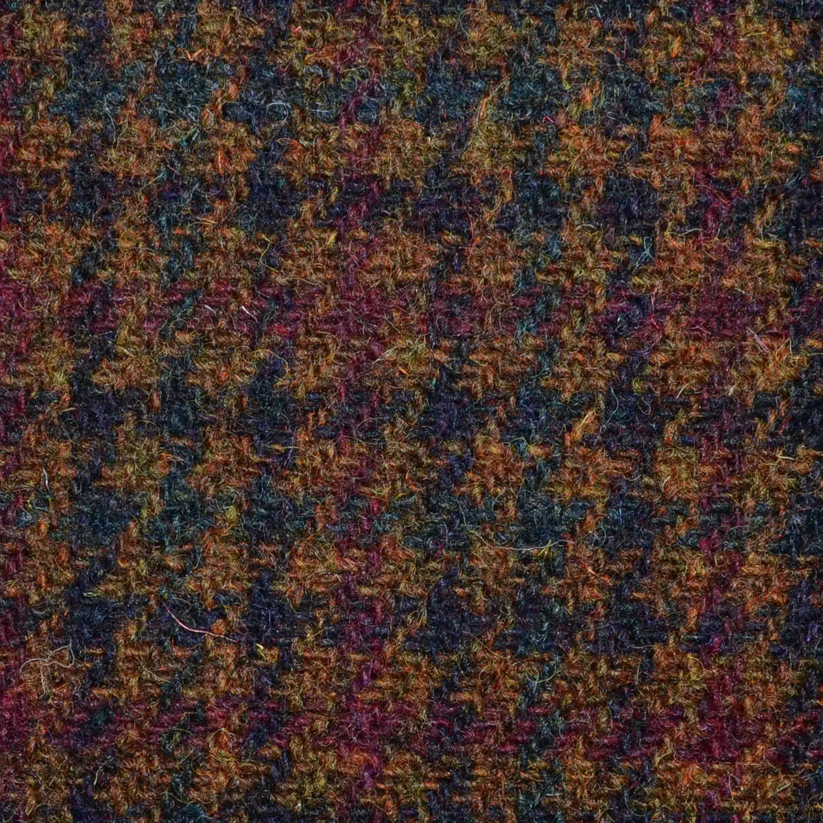 Russett Gun Club with Claret Windowpane Check All Wool Harris Tweed Yorkshire Fabric