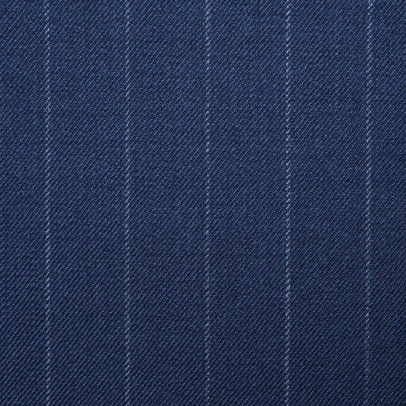 Dark Navy Blue Chalk Stripe Super 100's All Wool Worsted Suiting By Holland & Sherry Yorkshire Fabric