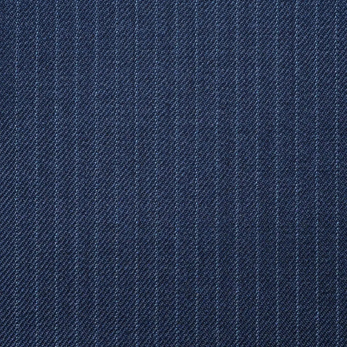 Dark Navy Blue Narrow Lace Line Stripe Super 100's All Wool Worsted Suiting By Holland & Sherry Yorkshire Fabric