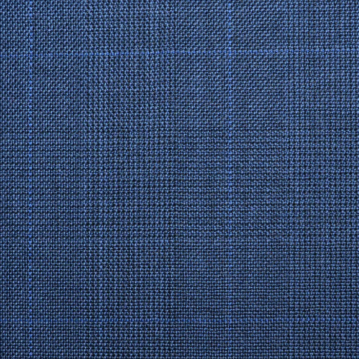 Navy Blue Split Matt Glen Check Super 100's All Wool Worsted Suiting By Holland & Sherry Yorkshire Fabric