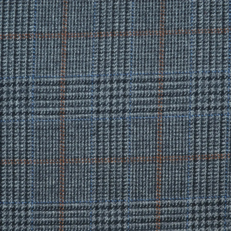 Grey/Brown with Tan Glen Check All Wool Vintage Twist Suiting - 