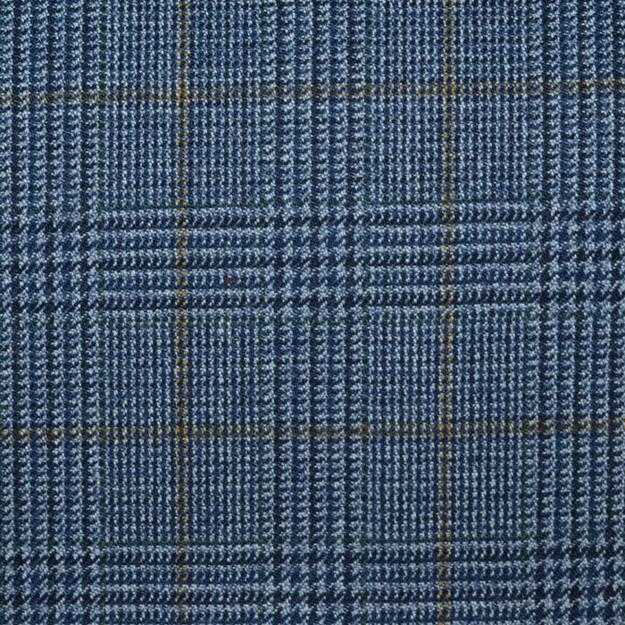 Grey/Blue with Tan Glen Check All Wool Vintage Twist Suiting - 
