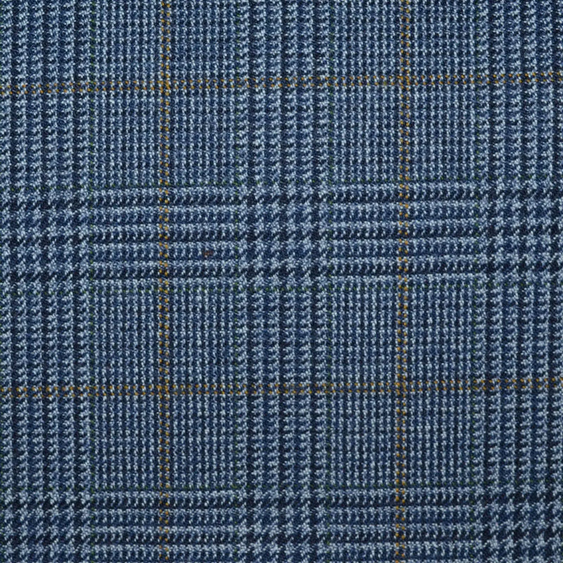 Grey/Blue with Tan Glen Check All Wool Vintage Twist Suiting - 