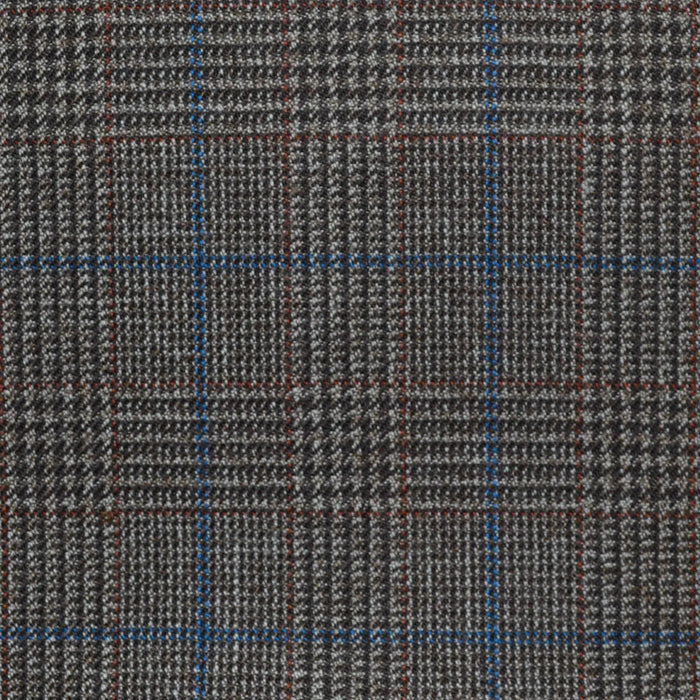 Brown with Blue Glen Check All Wool Vintage Twist Suiting - Yorkshire 