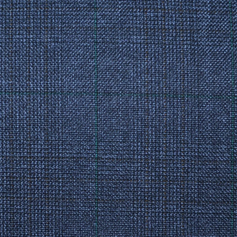 Medium Blue Glen All Wool Vintage Twist Suiting - Yorkshire Fabric