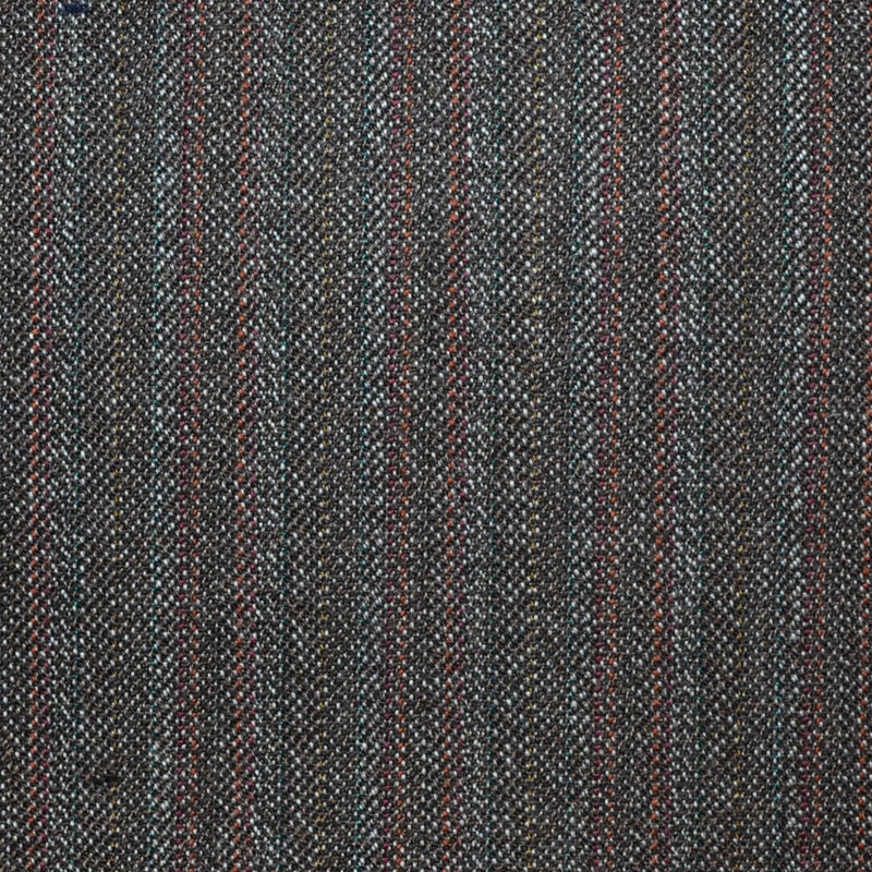 Medium Brown with Red Stripe All Wool Vintage Twist Suiting - 