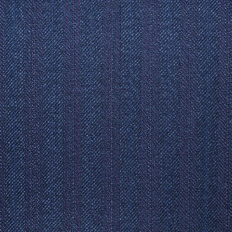 Navy Blue Classic Stripe All Wool Vintage Twist Suiting Yorkshire Fabric