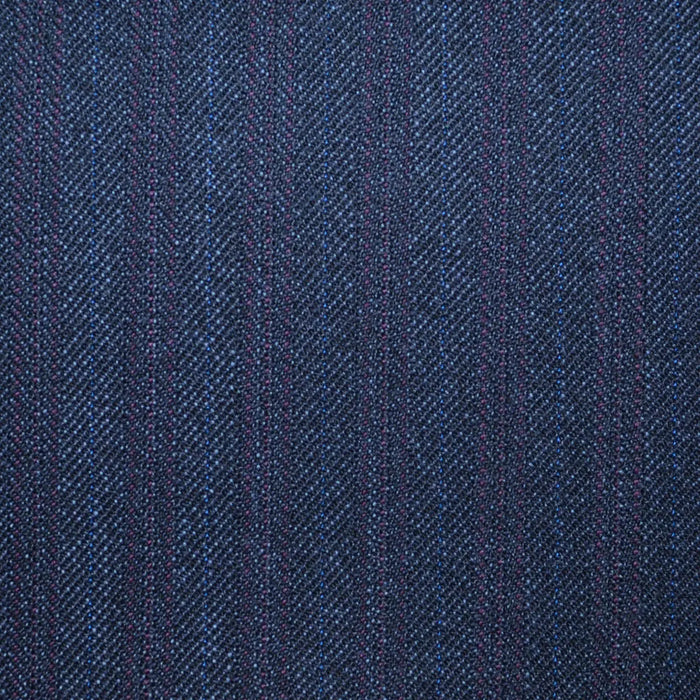 Midnight Blue Classic Stripe All Wool Vintage Twist Suiting Yorkshire Fabric