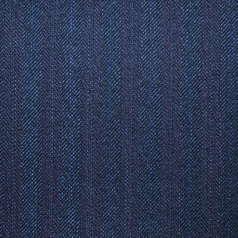Midnight Blue Classic Stripe All Wool Vintage Twist Suiting Yorkshire Fabric