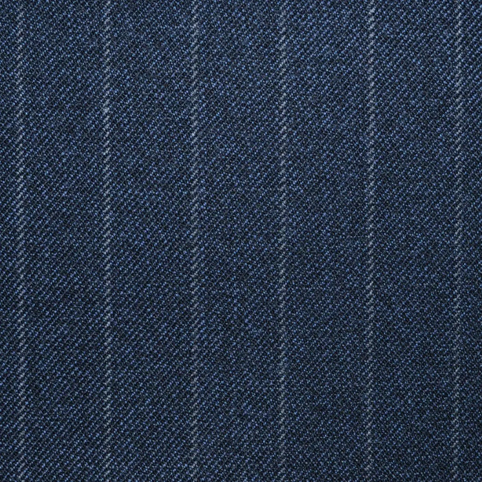 Medium Blue London Stripe All Wool Vintage Twist Suiting Yorkshire Fabric