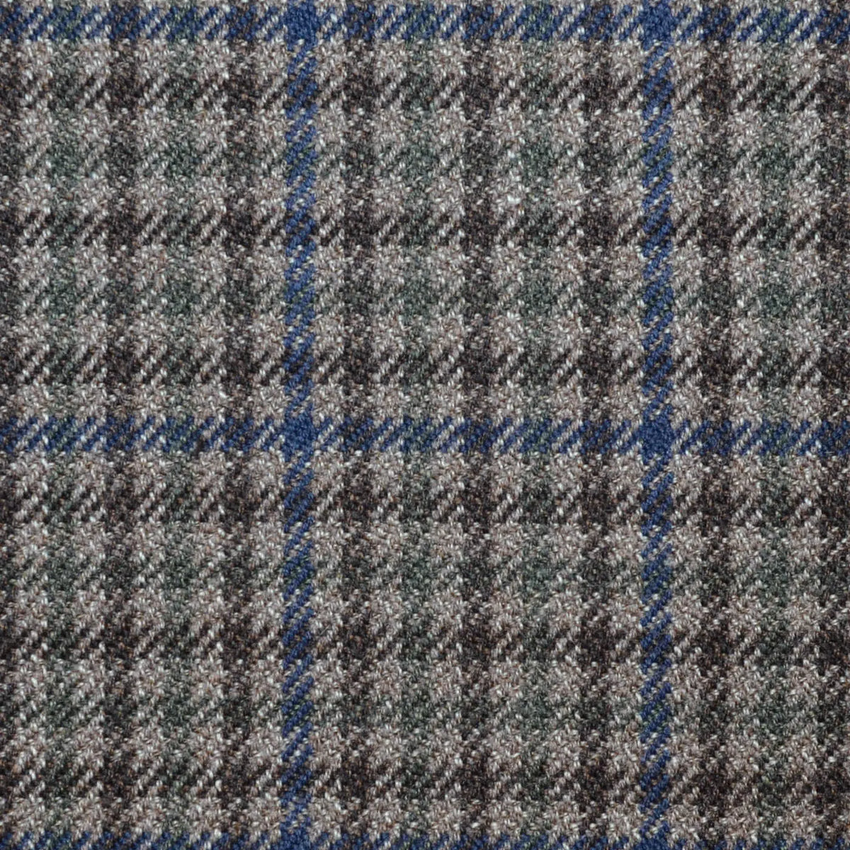 Brown with Green and Blue Gun Check All Wool Vintage Twist Suiting Yorkshire Fabric