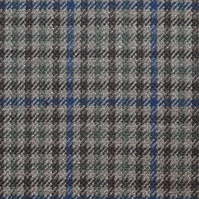 Brown with Green and Blue Gun Check All Wool Vintage Twist Suiting Yorkshire Fabric