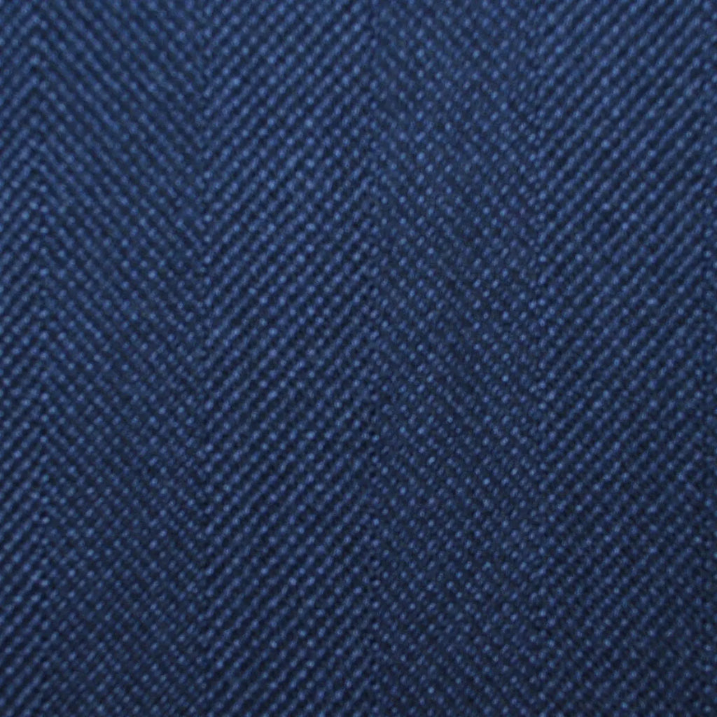 Navy Blue Wide Herringbone All Wool Vintage Twist Suiting Yorkshire Fabric