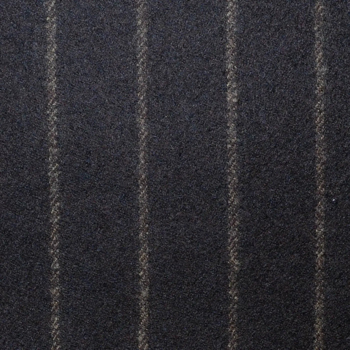 Chocolate Brown Wide Chalk Stripe Super 120's All Wool Flannel Suiting Yorkshire Fabric