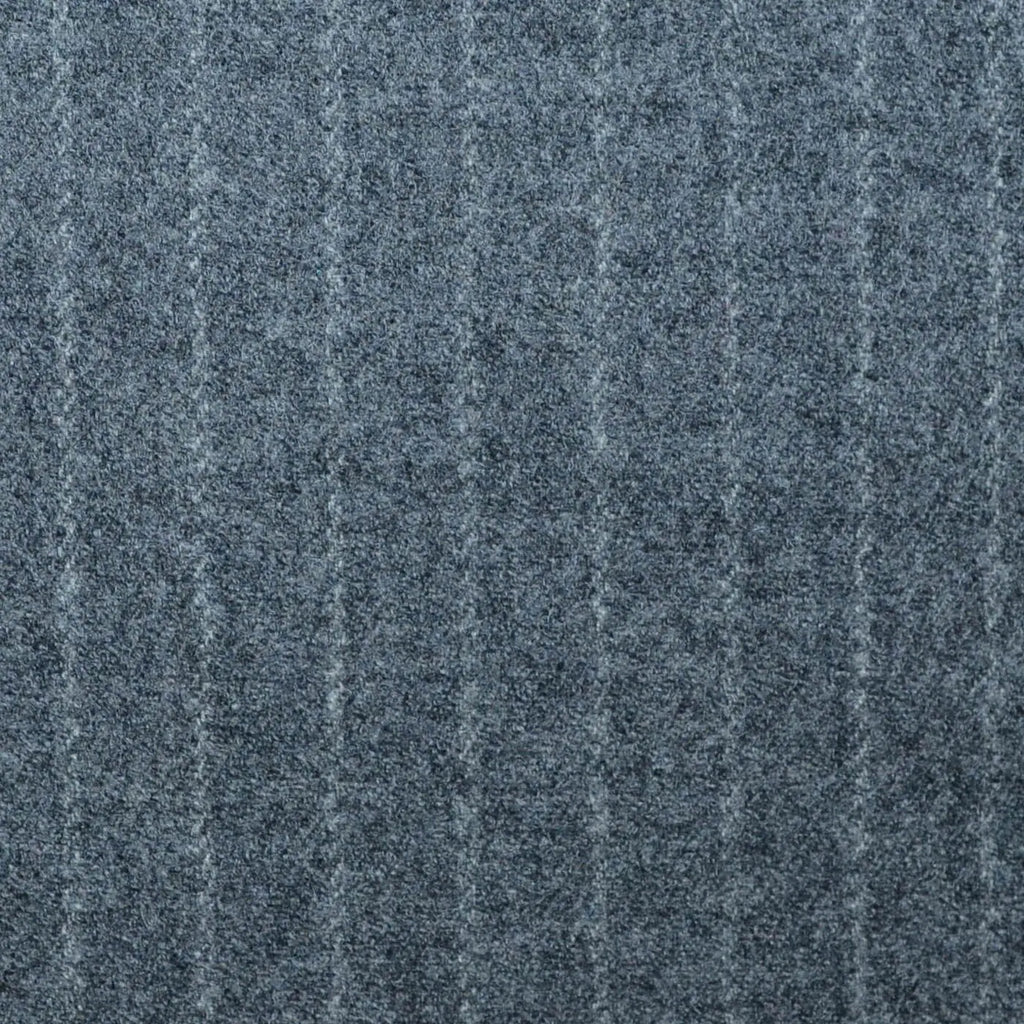 Medium Grey Narrow Chalk Stripe Super 120's All Wool Flannel Suiting Yorkshire Fabric