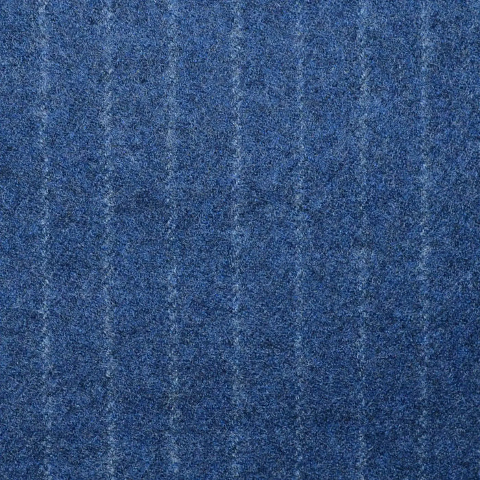 Medium Blue Narrow Chalk Stripe Super 120's All Wool Flannel Suiting Yorkshire Fabric