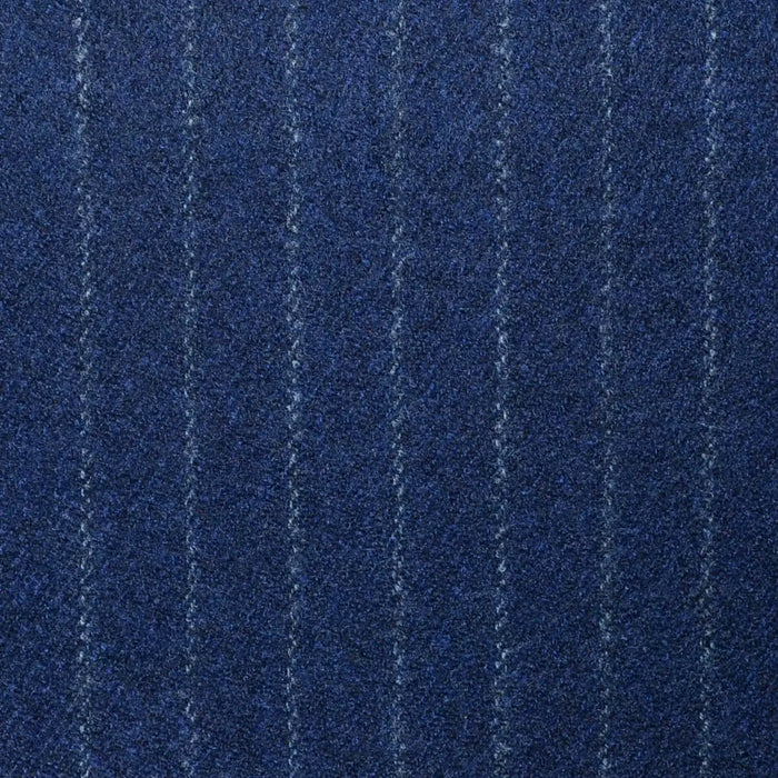 Navy Blue Narrow Chalk Stripe Super 120's All Wool Flannel Suiting Yorkshire Fabric