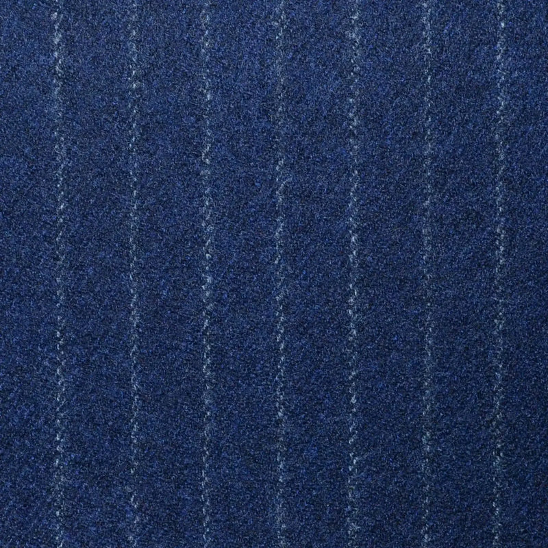 Navy Blue Narrow Chalk Stripe Super 120's All Wool Flannel Suiting Yorkshire Fabric