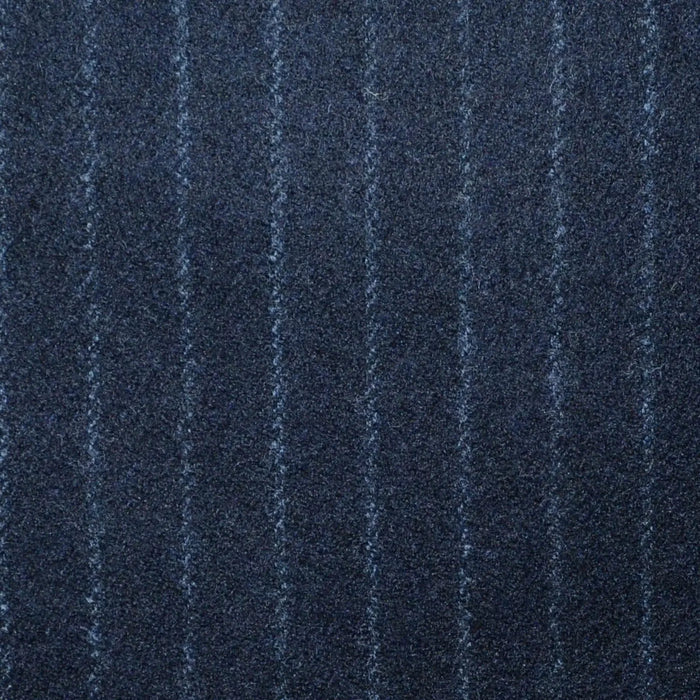 Midnight Blue Narrow Chalk Stripe Super 120's All Wool Flannel Suiting Yorkshire Fabric