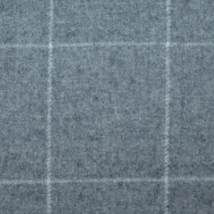 Silver Grey Windowpane Check Super 120's All Wool Flannel Suiting Yorkshire Fabric