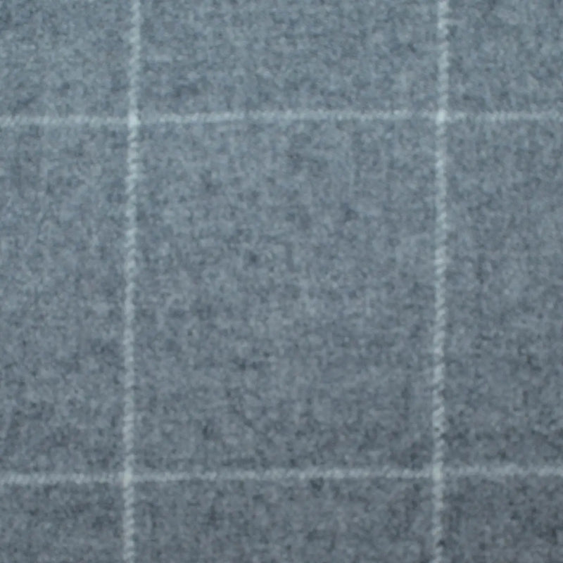 Silver Grey Windowpane Check Super 120's All Wool Flannel Suiting Yorkshire Fabric