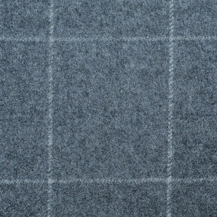 Light Grey Windowpane Check Super 120's All Wool Flannel Suiting Yorkshire Fabric