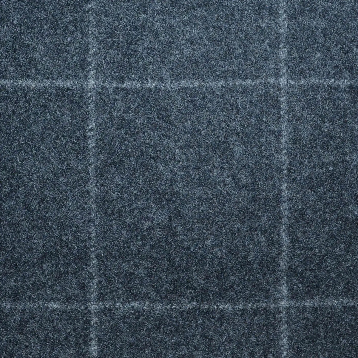 Dark Grey Windowpane Check Super 120's All Wool Flannel Suiting Yorkshire Fabric